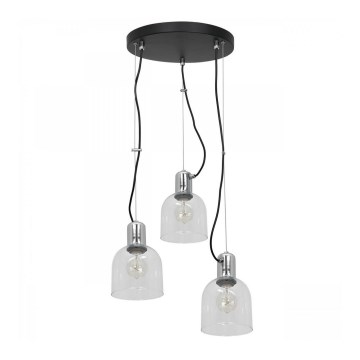 Luster na sajli BANCO 3xE27/60W/230V, okrugao, proziran