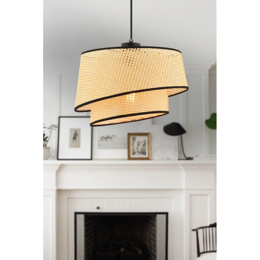 Luster na sajli BARETTE 1xE27/60W/230V bež/crna