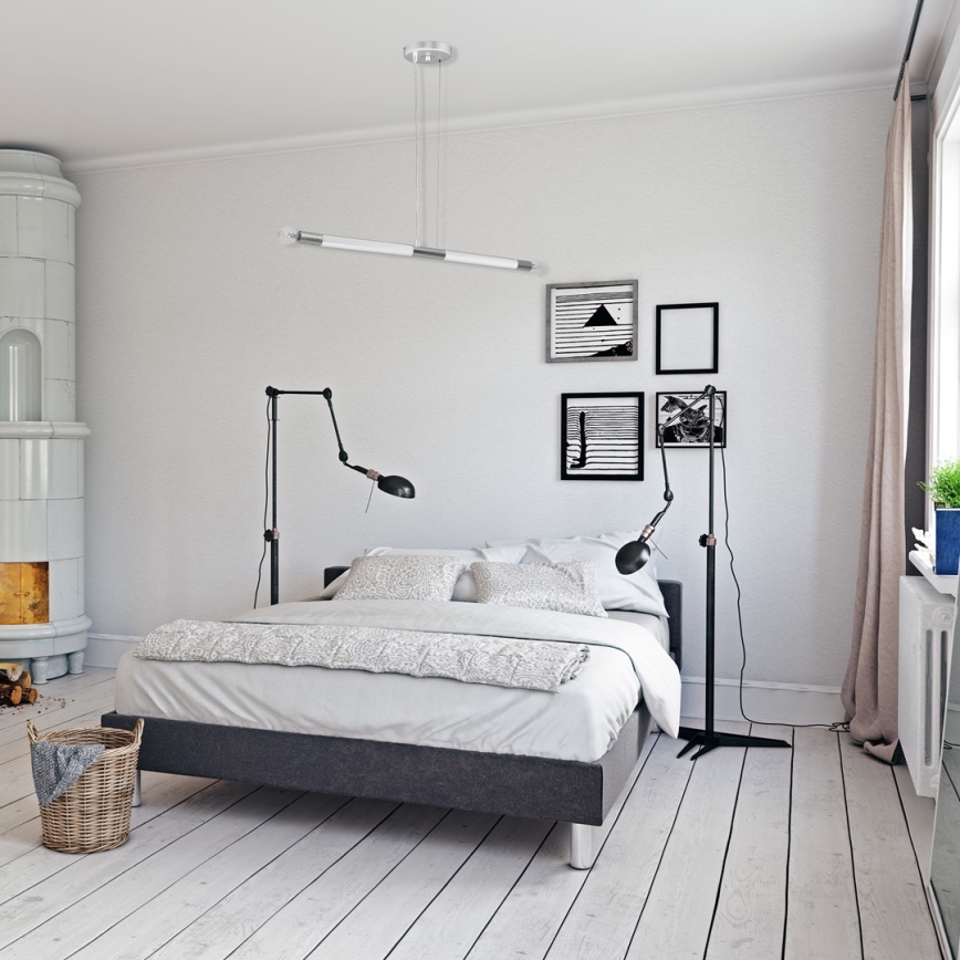 Luster na sajli BASTONE WHITE 2xE14/40W/230V bela/sjajni hrom