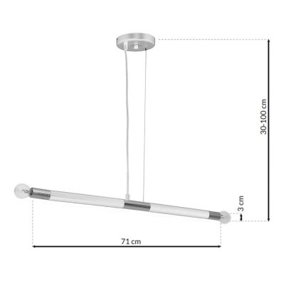 Luster na sajli BASTONE WHITE 2xE14/40W/230V bela/sjajni hrom