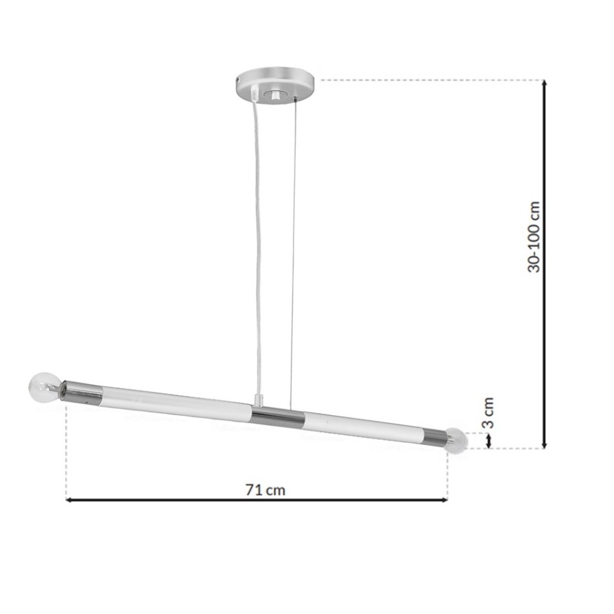 Luster na sajli BASTONE WHITE 2xE14/40W/230V bela/sjajni hrom