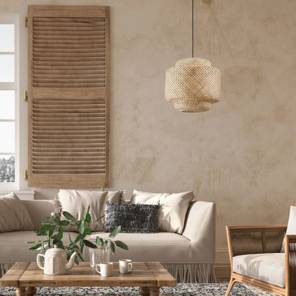 Luster na sajli BERTA 1xE27/20W/230V, prečnik 40 cm, bambus