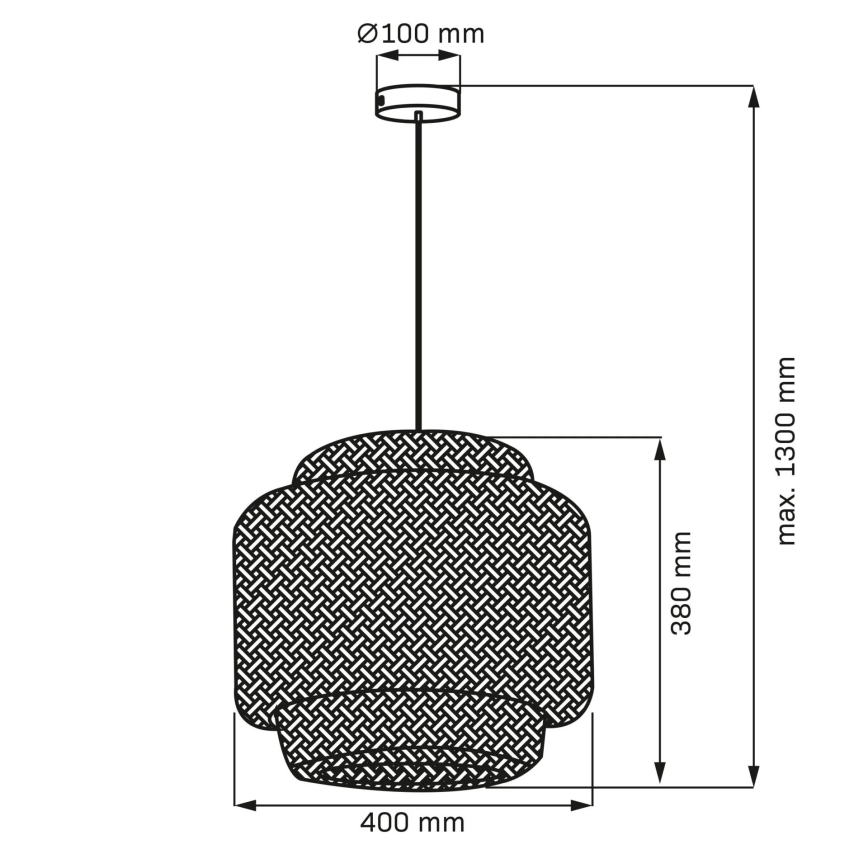 Luster na sajli BERTA 1xE27/20W/230V, prečnik 40 cm, bambus