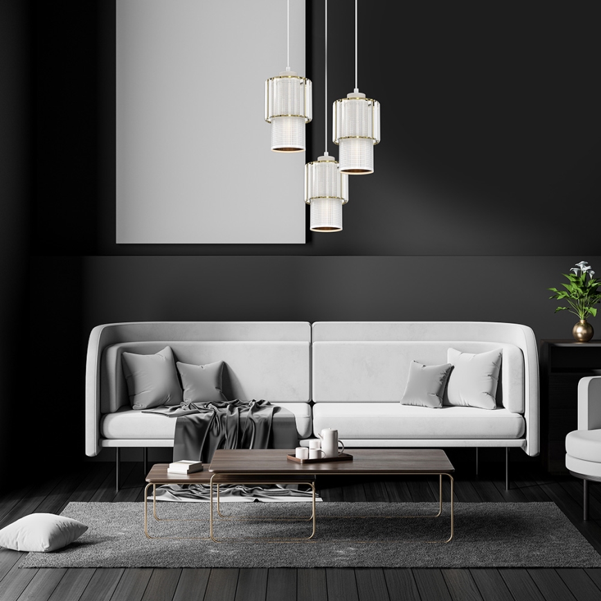 Luster na sajli BLANCO 3xE27/60W/230V bela