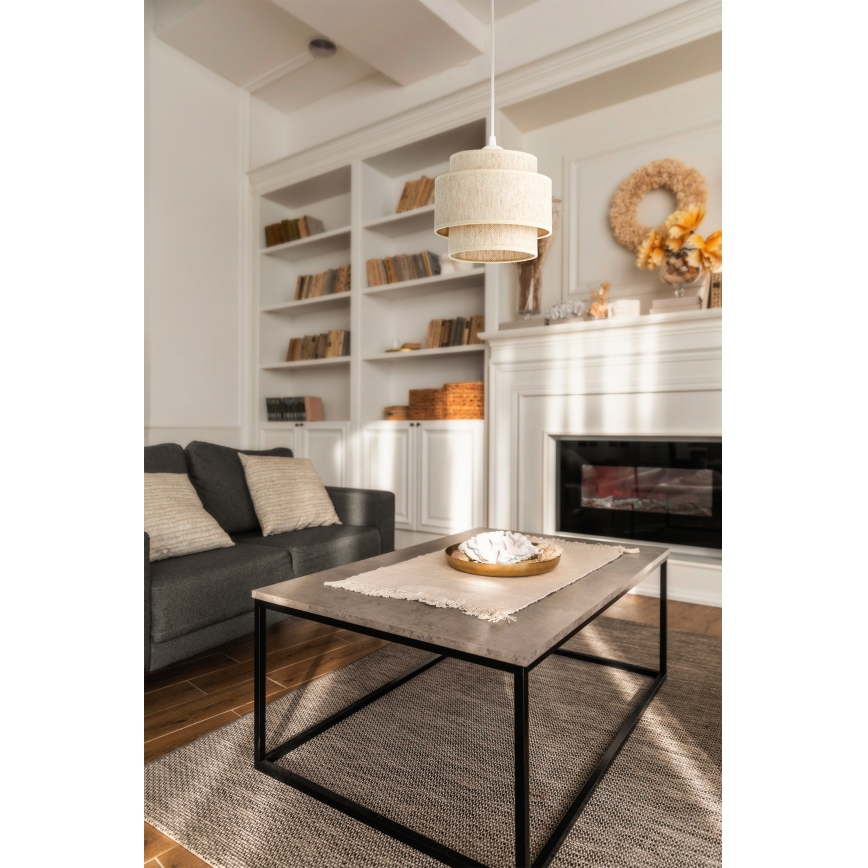 Luster na sajli BOHO 1xE27/60W/230V prečnik 20 cm bela