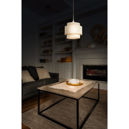 Luster na sajli BOHO 1xE27/60W/230V prečnik 20 cm bela