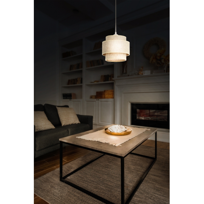 Luster na sajli BOHO 1xE27/60W/230V prečnik 20 cm bela