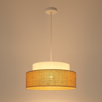 Luster na sajli BOHO 1xE27/60W/230V prečnik 40 cm beli/bež