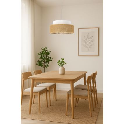 Luster na sajli BOHO 1xE27/60W/230V prečnik 40 cm beli/bež