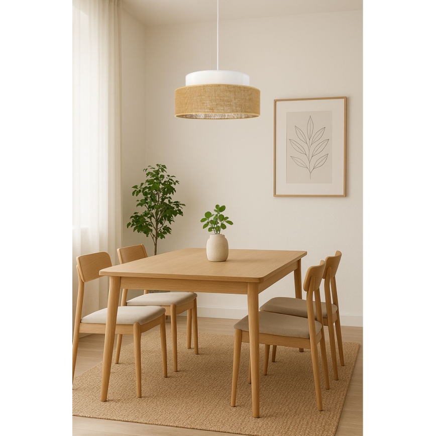 Luster na sajli BOHO 1xE27/60W/230V prečnik 40 cm beli/bež