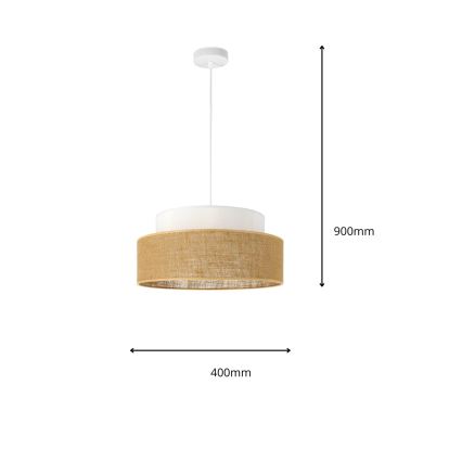 Luster na sajli BOHO 1xE27/60W/230V prečnik 40 cm beli/bež
