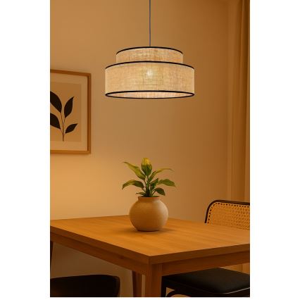 Luster na sajli BOHO 1xE27/60W/230V prečnik 40 cm, bež