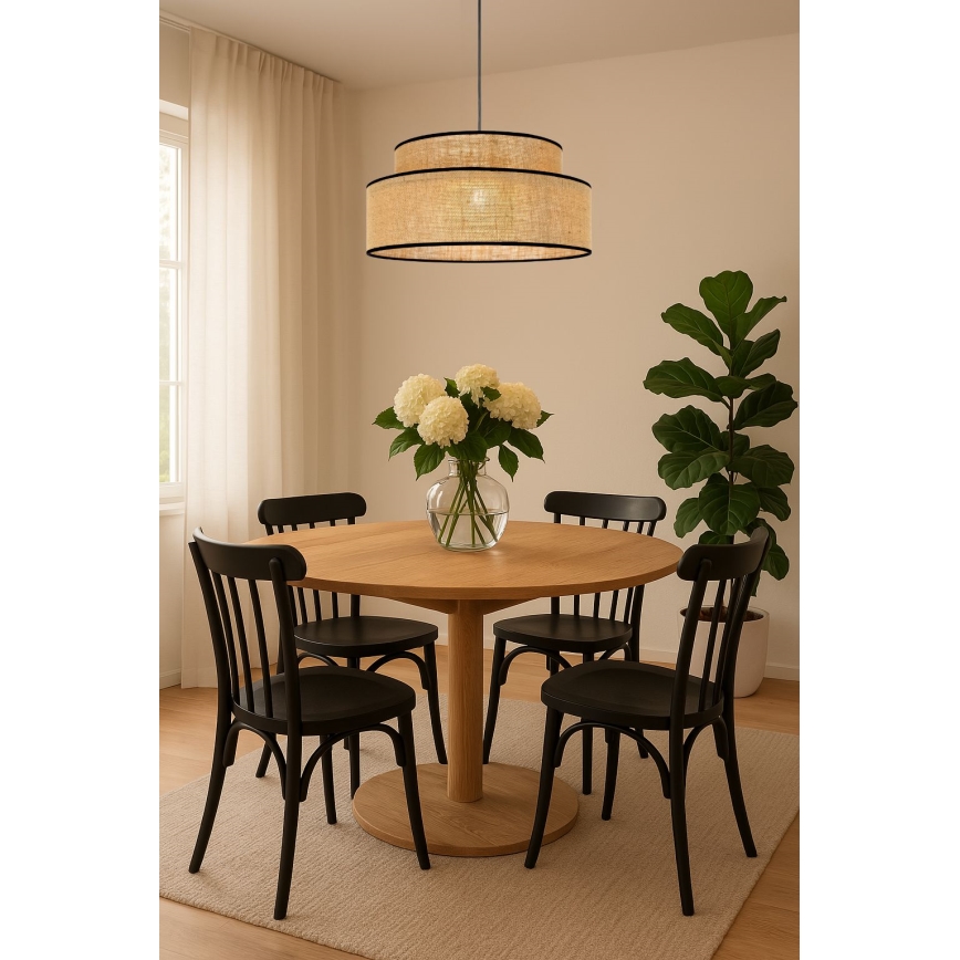 Luster na sajli BOHO 1xE27/60W/230V prečnik 40 cm, bež