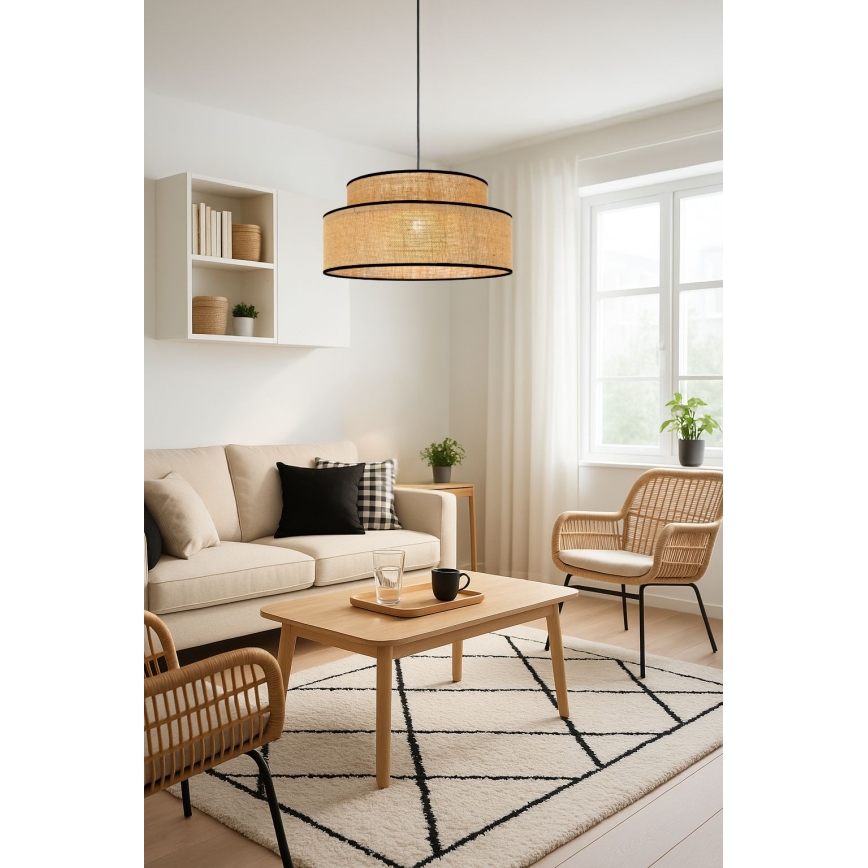 Luster na sajli BOHO 1xE27/60W/230V prečnik 40 cm, bež