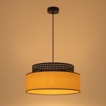 Luster na sajli BOHO 1xE27/60W/230V prečnik 40 cm crna/ratan