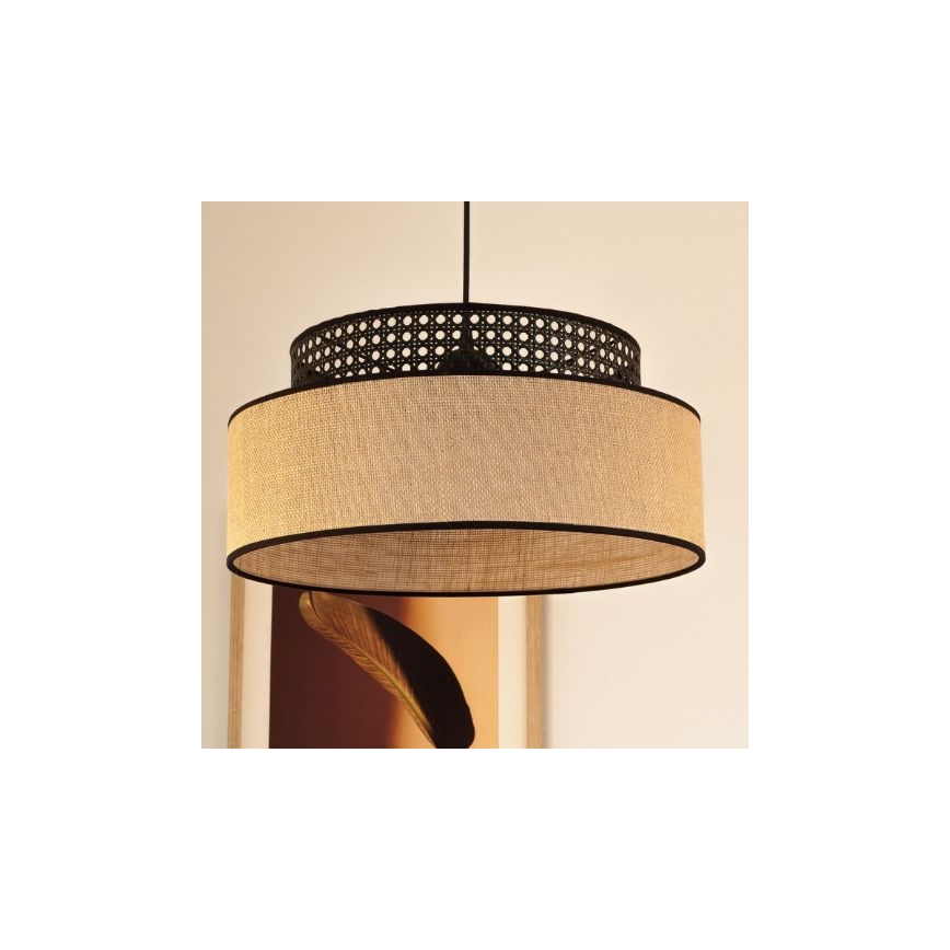 Luster na sajli BOHO 1xE27/60W/230V prečnik 40 cm crna/ratan