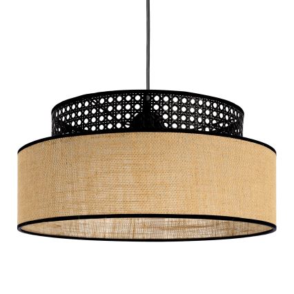 Luster na sajli BOHO 1xE27/60W/230V prečnik 40 cm crna/ratan