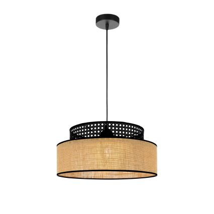Luster na sajli BOHO 1xE27/60W/230V prečnik 40 cm crna/ratan