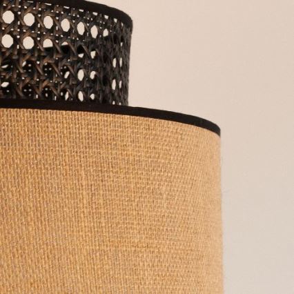 Luster na sajli BOHO 1xE27/60W/230V prečnik 40 cm crna/ratan