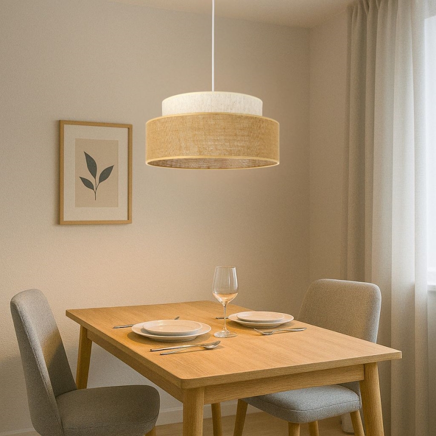 Luster na sajli BOHO 1xE27/60W/230V prečnik 40 cm krem/bež