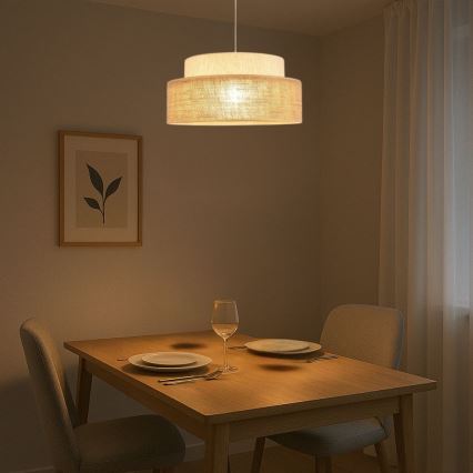 Luster na sajli BOHO 1xE27/60W/230V prečnik 40 cm krem/bež