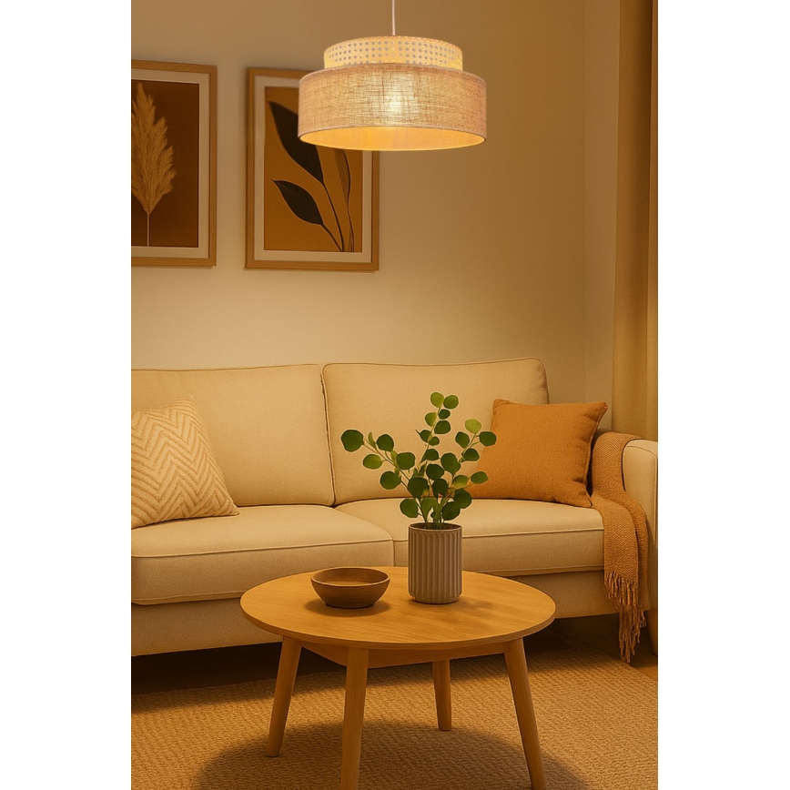 Luster na sajli BOHO 1xE27/60W/230V, prečnik 40 cm, ratan