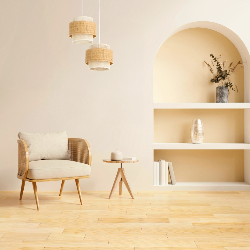Luster na sajli BOHO 2xE27/60W/230V juta/krem