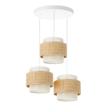 Luster na sajli BOHO 3xE27/60W/230V juta/krem