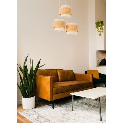 Luster na sajli BOHO 3xE27/60W/230V juta/krem