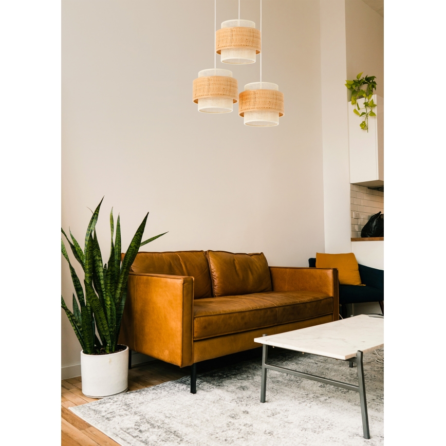 Luster na sajli BOHO 3xE27/60W/230V juta/krem