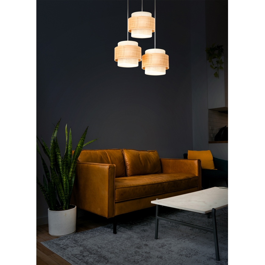 Luster na sajli BOHO 3xE27/60W/230V juta/krem