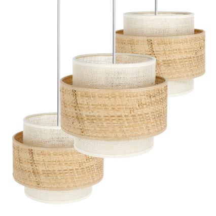 Luster na sajli BOHO 3xE27/60W/230V juta/krem