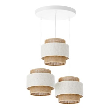 Luster na sajli BOHO 3xE27/60W/230V krem/juta