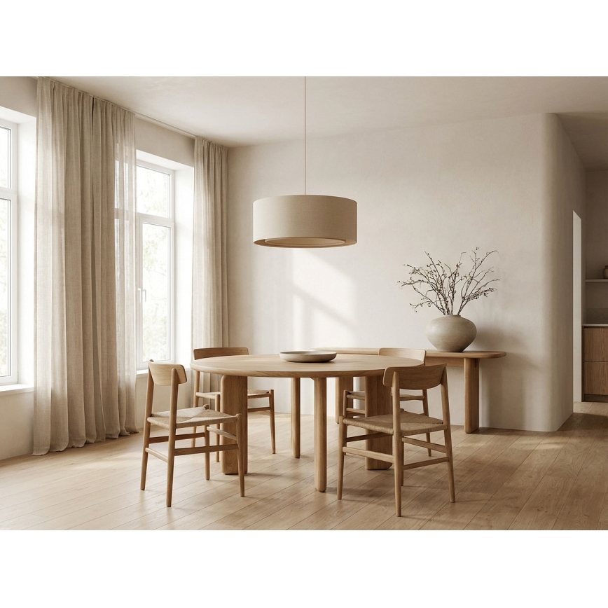 Luster na sajli BOHO TRINITI 1xE27/60W/230V, prečnik 50 cm, krem