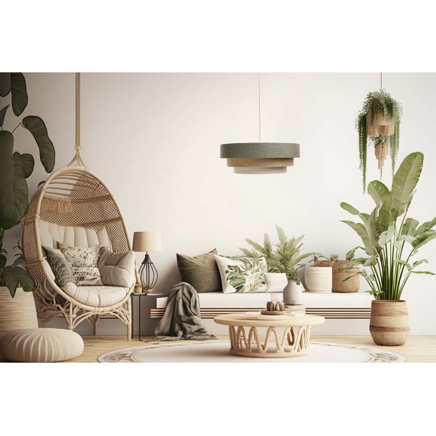 Luster na sajli BOHO TRINITI 1xE27/60W/230V siva/bež/krem