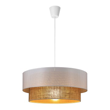 Luster na sajli BORHO 1xE27/60W/230V prečnik 50 cm bela/juta