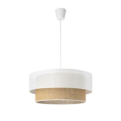 Luster na sajli BORHO 1xE27/60W/230V prečnik 50 cm bela/juta