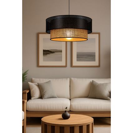 Luster na sajli BORHO 1xE27/60W/230V prečnik 50 cm crna/juta