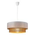 Luster na sajli BORHO 1xE27/60W/230V Ø 40 cm bela/juta