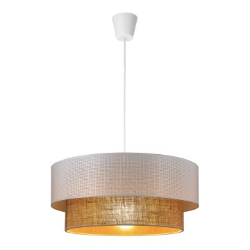 Luster na sajli BORHO 1xE27/60W/230V Ø 40 cm bela/juta