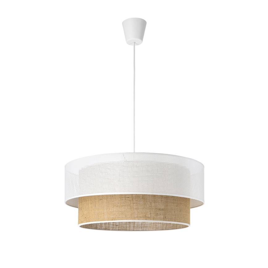 Luster na sajli BORHO 1xE27/60W/230V Ø 40 cm bela/juta