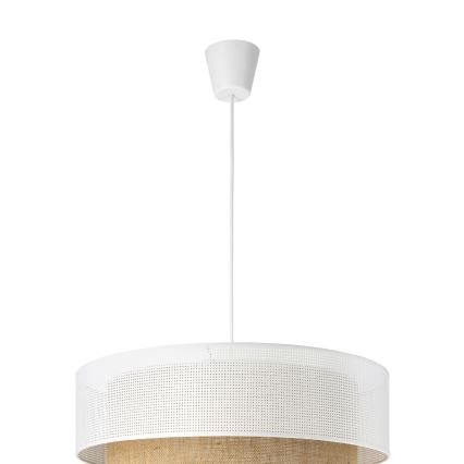 Luster na sajli BORHO 1xE27/60W/230V Ø 40 cm bela/juta