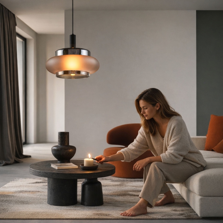 Luster na sajli BRIZI 1xE27/40W/230V siva/zadimljena
