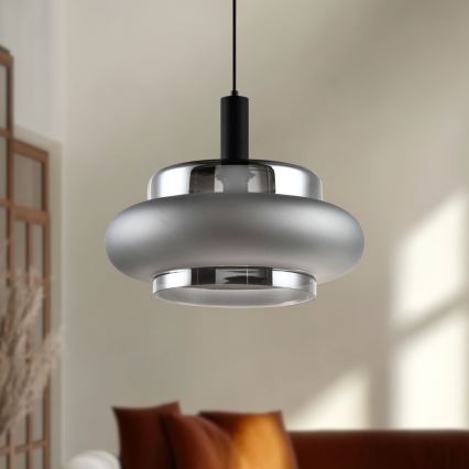 Luster na sajli BRIZI 1xE27/40W/230V siva/zadimljena