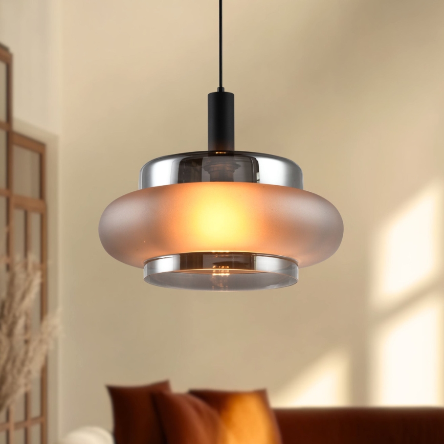 Luster na sajli BRIZI 1xE27/40W/230V siva/zadimljena