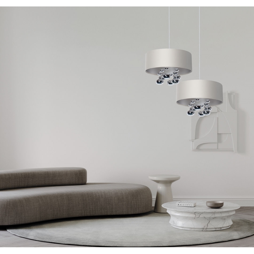 Luster na sajli BUBBLE 1xE27/60W/230V prečnik 40 cm bela