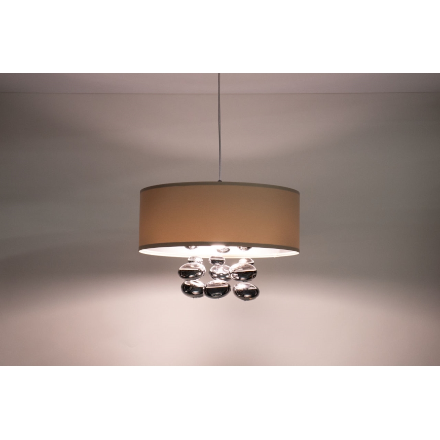 Luster na sajli BUBBLE 1xE27/60W/230V, prečnik 50 cm, bež