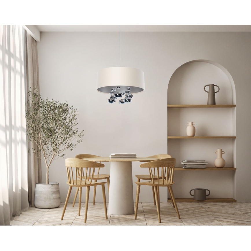 Luster na sajli BUBBLE 1xE27/60W/230V, prečnik 50 cm, bež