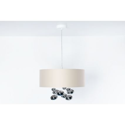 Luster na sajli BUBBLE 1xE27/60W/230V, prečnik 50 cm, bež