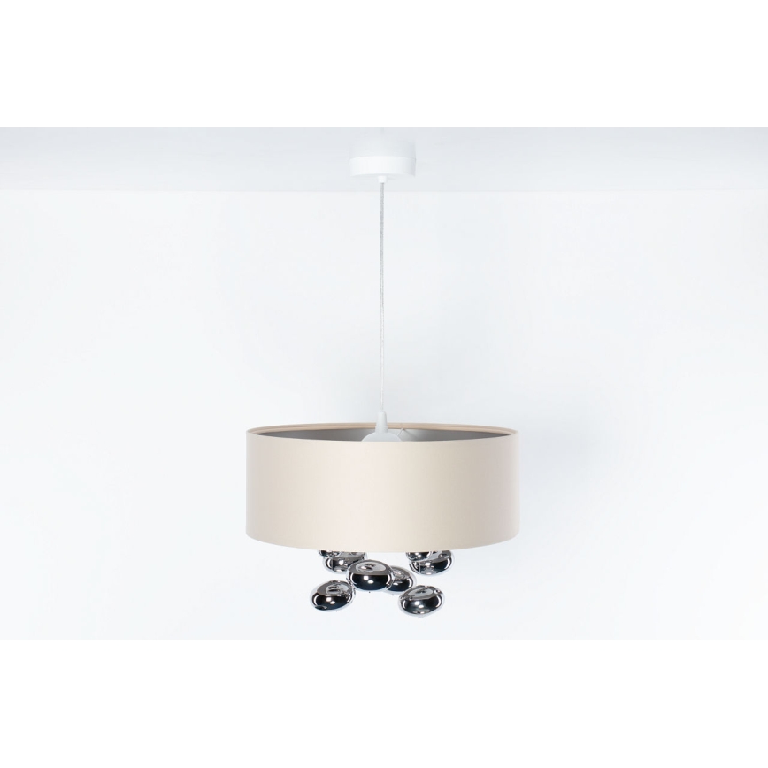 Luster na sajli BUBBLE 1xE27/60W/230V, prečnik 50 cm, bež